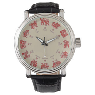 MONTRE CHINOIS ZODIAC WRIST WATT RED