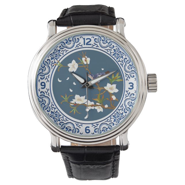 Montre Chinoiserie vintage Chinese Bird-flower Art (devant)