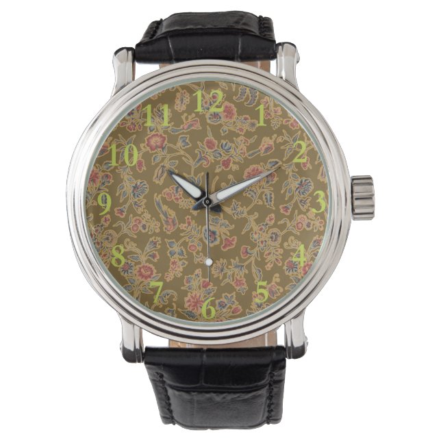 Montre Chintz Fleur Classique Joli Design Floral Doux (devant)