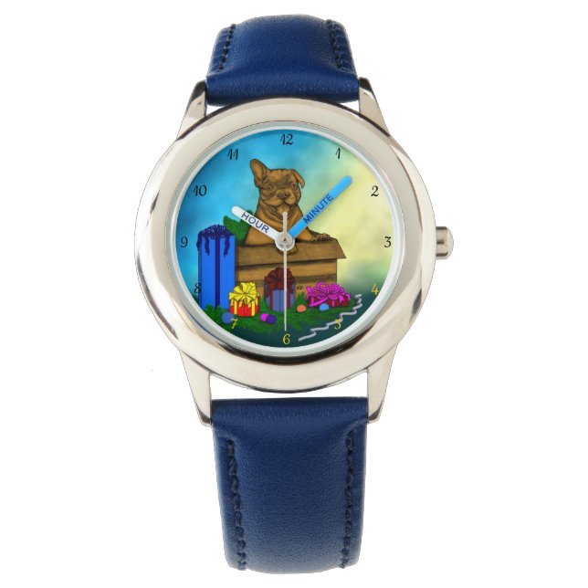 Montre Chiot dans une boîte, Joyeux Noël (devant)
