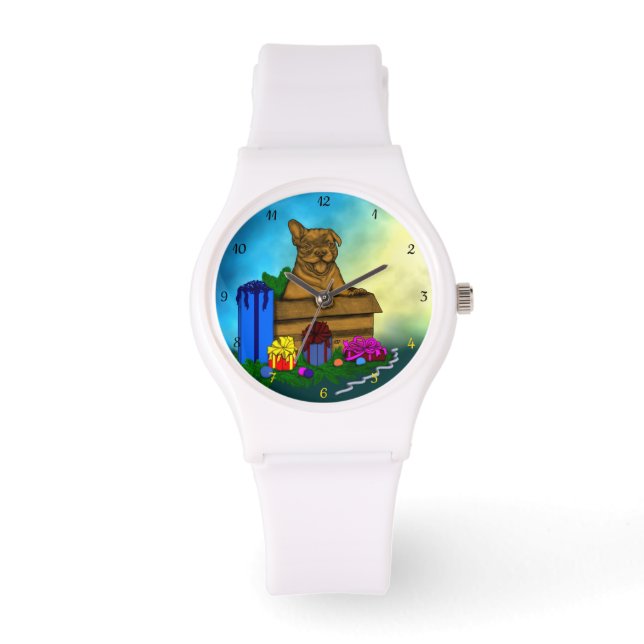 Montre Chiot dans une boîte, Joyeux Noël (Recto)