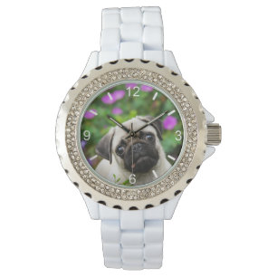 Montre Chiot fauve mignon de carlin - cadran-plat de