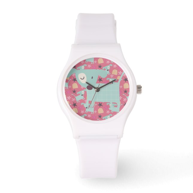 Montre Chiots, étoiles et fleurs (Recto)