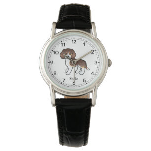 Montre Chocolat Tricolore Beagle mignon chien et nom pers