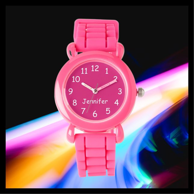 Montre CHOISISSEZ VOS COULEURS, Nom, Enfants Poignet rose (Créateur téléchargé)