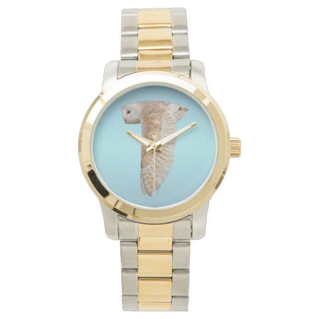 Montre Chouette à l'étable en vol (Sky Blue Mix) (devant)