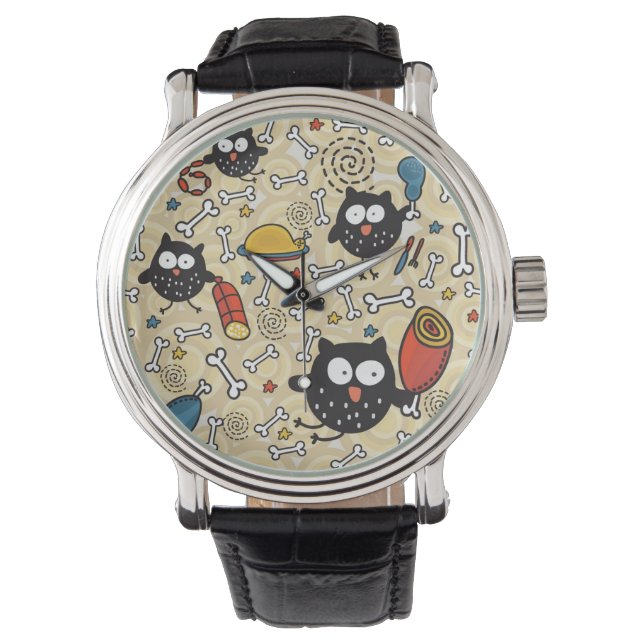 Montre Chouette avec Motif de viande (devant)