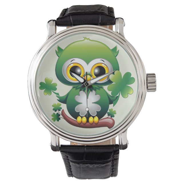 Montre Chouette bébé mignon St Patrick dessin animé (devant)