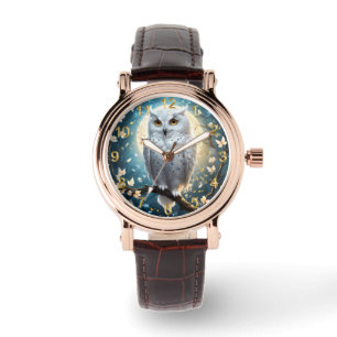 Montre Chouette Blanche À Neige Avec Étincelle,