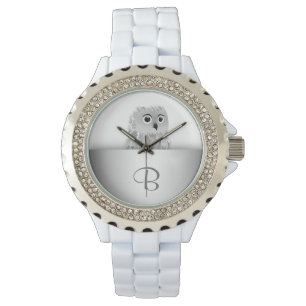 Montre Chouette blanche Monogramme d'argent animal