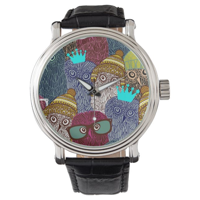 Montre Chouette dans la couronne (devant)