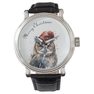 Montre Chouette de Noël, personnalisable