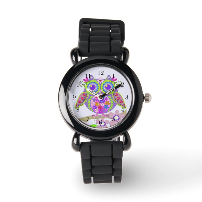 Montre Chouette électrique à fleurs mignonne (Recto)