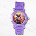 Montre Chouette mignonne Coloré Floral Enfants Fille<br><div class="desc">Chouette mignonne Colorful Floral Enfants Fille Montres eWatch dispose d'une chouette brillante et colorée avec des fleurs. Créé par Evco Studio www.zazzle.com/store/evcostudio</div>