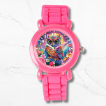 Montre Chouette mignonne Colorée Lumineuse Lune Fille Enf<br><div class="desc">Chouette mignonne Colorful Floral Lune Lune brillante Enfants Montres eWatch Girly dispose d'une chouette brillante et colorée avec des fleurs. Créé par Evco Studio www.zazzle.com/store/evcostudio</div>