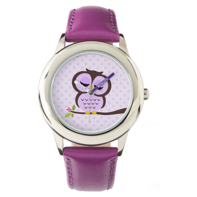 Montre Chouette mignonne pourpre (devant)