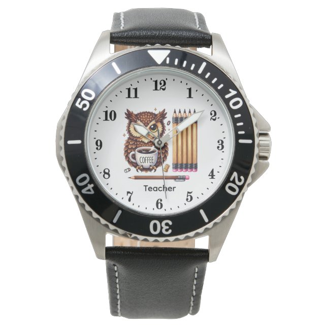 Montre Chouette professeur mignonne personnalisable  (devant)