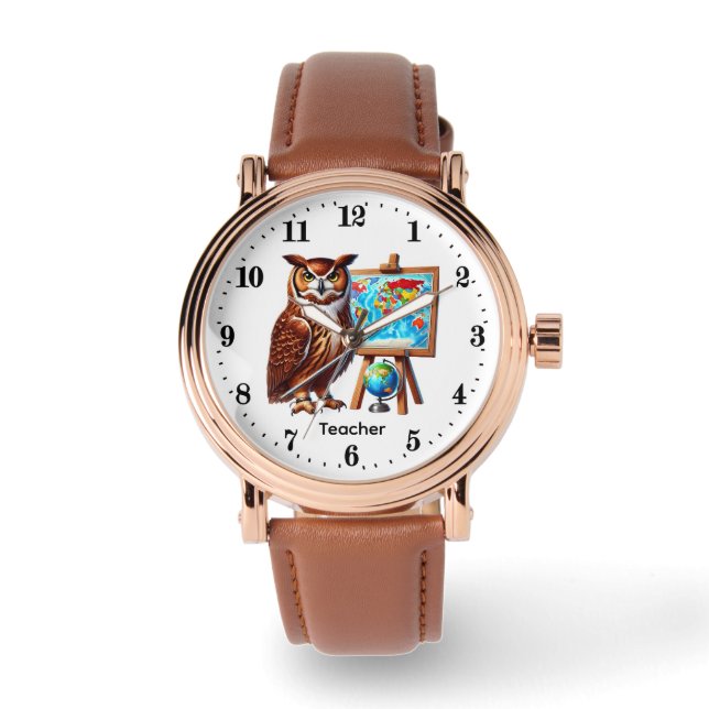 Montre Chouette professeur mignonne personnalisable  (Recto)