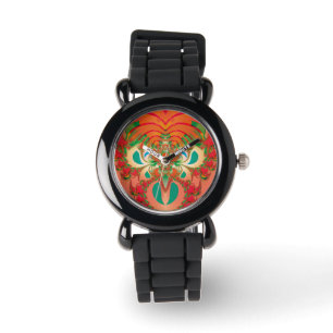 Montre Chouette rouge d'art Abstrait