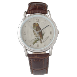 Montre Chouette sur bois look personnalisé