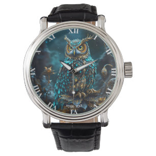 Montre Chouette Turquoise en laiton Imaginaire