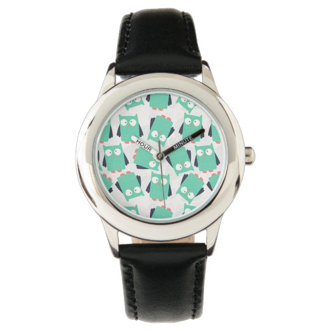 Montre Chouettes lunaires turquoises (devant)