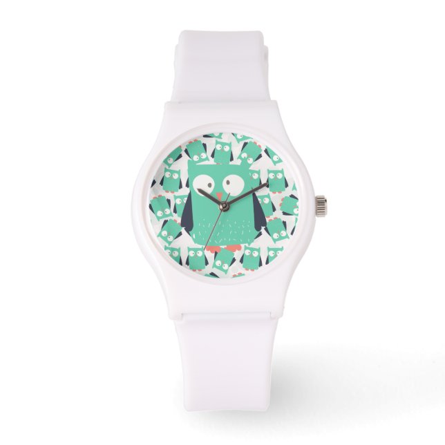 Montre Chouettes lunaires turquoises (Recto)