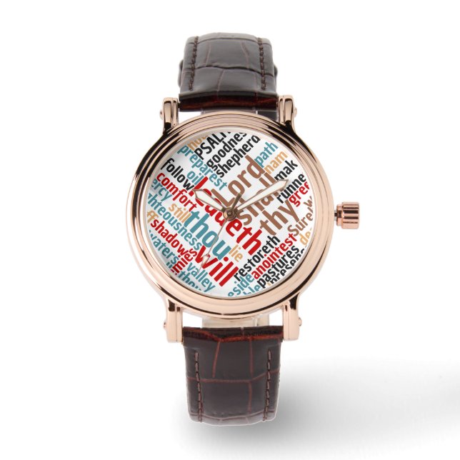 Montre Christian PSALM 23 Art Word coloré (Recto)