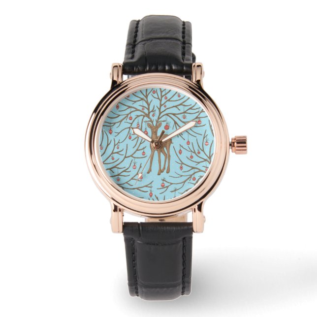 Montre Christmas deer on blue (Recto)
