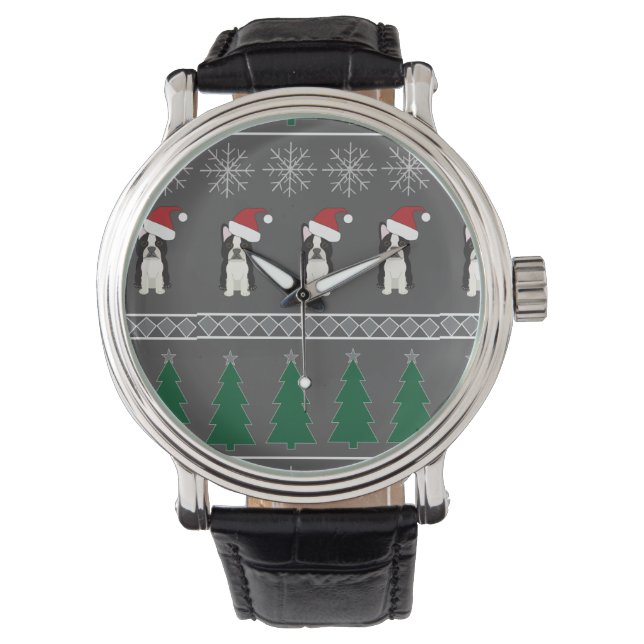 Montre Christmas Snowflakes, Santa Dog, Tree (devant)