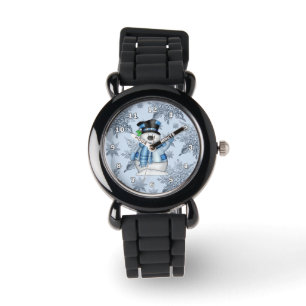 Montre Christmas Snowman Silver Parties scintillant Band 
