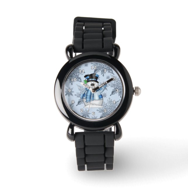 Montre Christmas Snowman Silver Parties scintillant Band  (Recto)