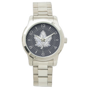 Montre Chrome Comme Feuille d'érable sur Carbon Fiber Sty