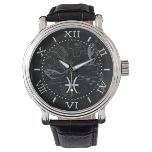 Montre Chrome comme Pisces Zodiac Sign Hevelius Dial