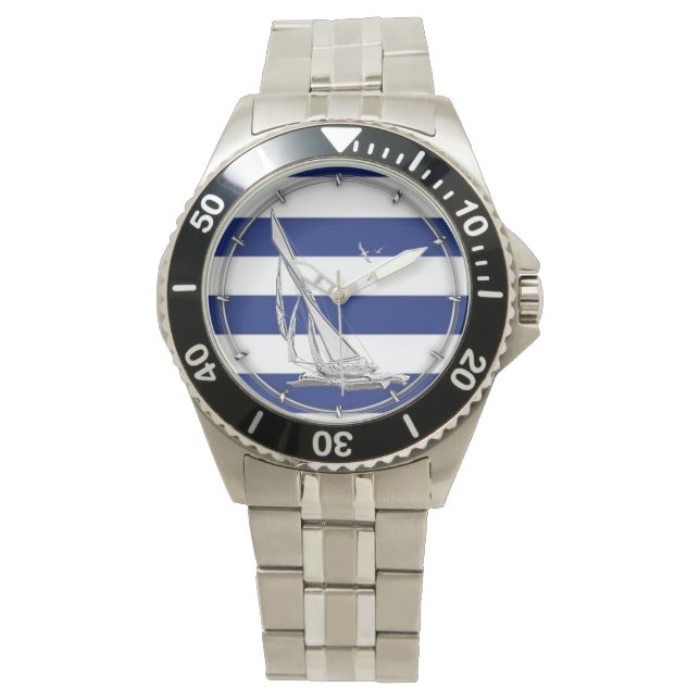 Montre Chrome Sailing on Nautical Stripes (devant)