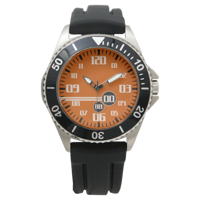 Montre chronographe orange style européen (devant)