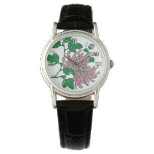 Montre Chrysanthèmes d'araignée chinois - rose doux