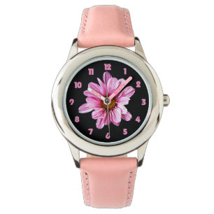Montre Chrysanthemum Flower Gras Chiffres roses Les enfan