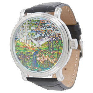 Montre Chute d'eau Iris Birch Tiffany Fenêtre en verre te