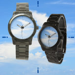 Montre Ciel bleu scintillant Nuage blanc Photographie<br><div class="desc">Un ciel bleu vif avec un tourbillon de nuages blancs est un rappel opportun que le ciel est la limite sur cette montre photographique unique bleu et blanc. Cette image est une photographie originale du ciel par JLW_PHOTOGRAPHY.</div>