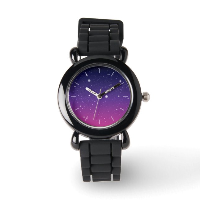 Montre Ciel nocturne étoilé violet foncé (Recto)