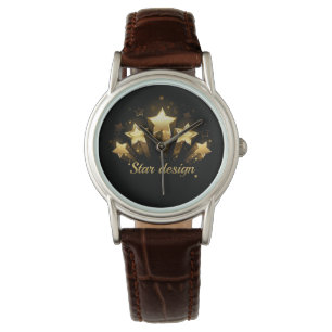 Montre Cinq étoiles d'or en noir