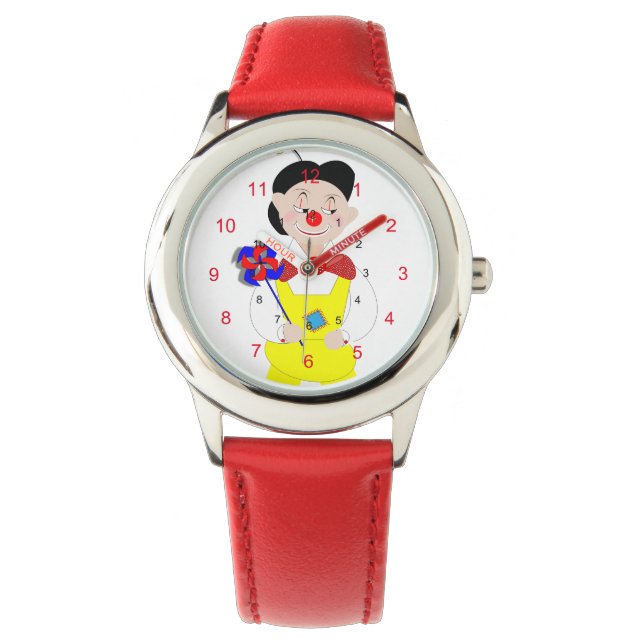 Montre Cirque Clown mignonne bracelet coloré (devant)