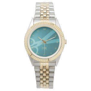 Montre Ciseaux et monogramme turquoises