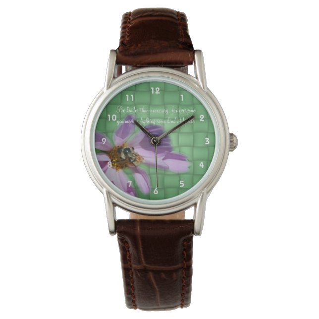 Montre Citation de gentillesse Abeille sur Flower Inspira (devant)