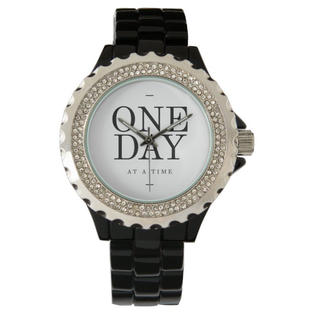 Montre Citation Inspirante d'un jour Cadeaux noirs blancs (devant)