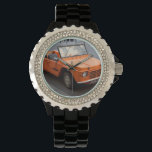 Montre Citroen orange Mehari<br><div class="desc">La Citroën Méhari est une voiture utilitaire légère et hors-route produite par l'automate français Citroën,  une variante de la Citroën 2CV.</div>