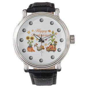 Montre Citrouille et la Turquie de feuille d'automne de