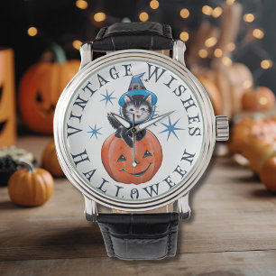 Montre Citrouille Vintage rétro Chat Halloween Wis