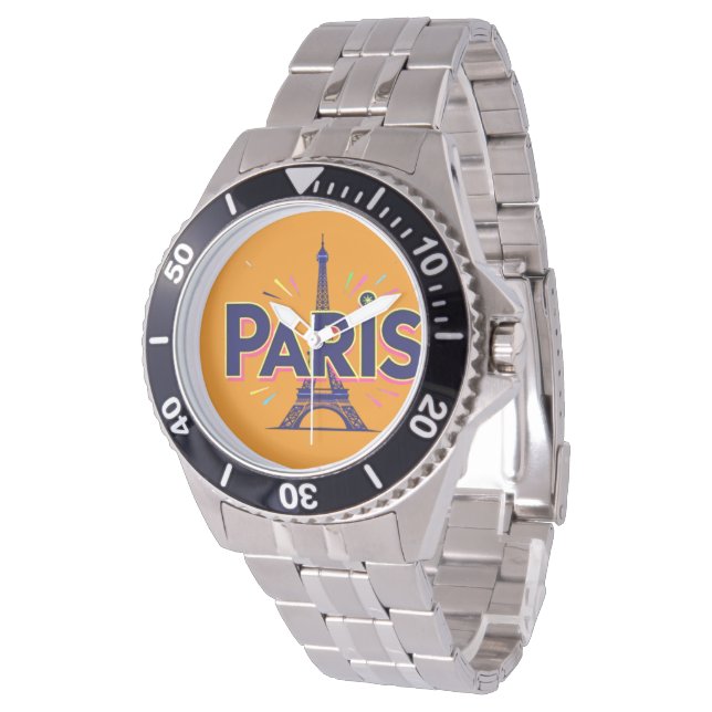 Montre City of Lights: Bold Paris Typography Art (Incliné)